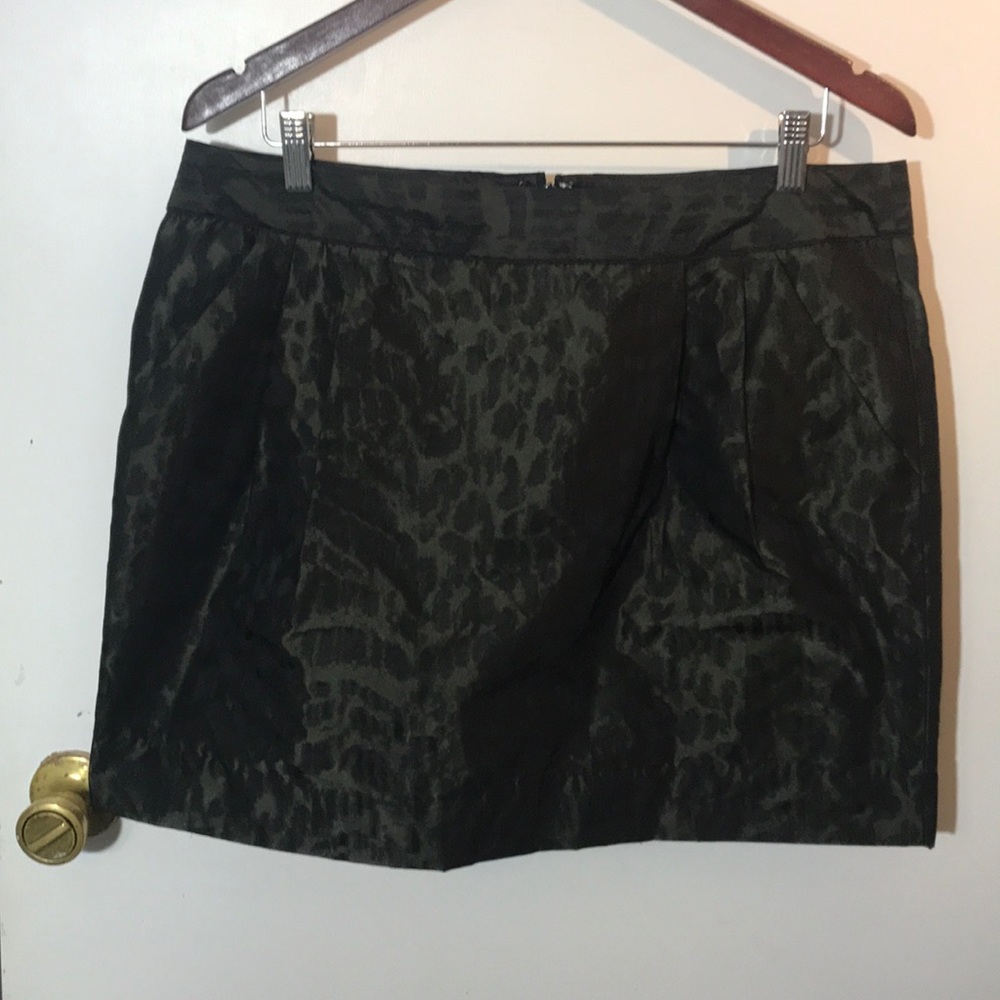 Green and black raffia animal print mini skirt - Picture 1 of 6